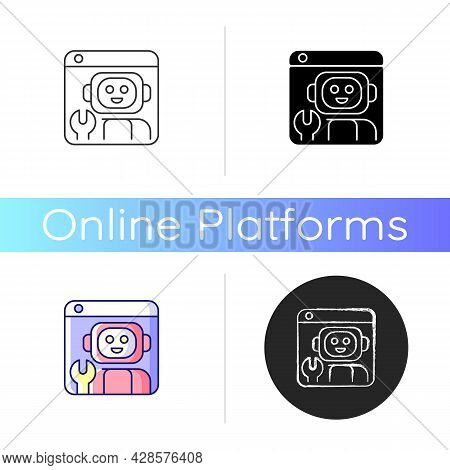 Robotics Platforms Icon. Provide Solution For Building Robotic Applications. Realistic Simulation To