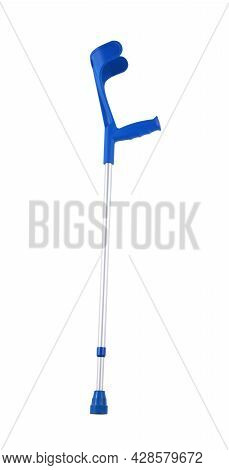 New Adjustable Elbow Crutch On White Background, Top View