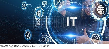 It Consultant Presenting Tag Cloud About Information Technology