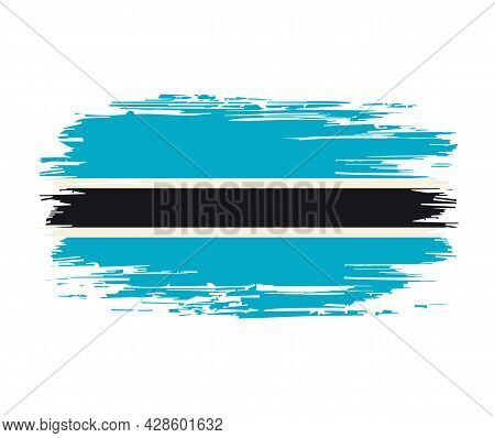 Botswanan Flag Brush Grunge Background. Vector Illustration.