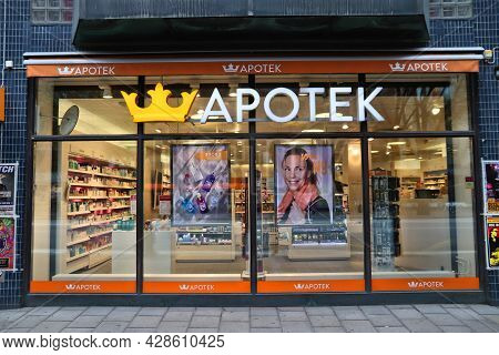 Stockholm, Sweden - August 22, 2018: Pharmacy Store Apotek In Stockholm, Sweden. Monthly Consumer Sp