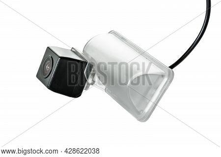 Car Rear View Camera With A Transparent Plafond On A White Background