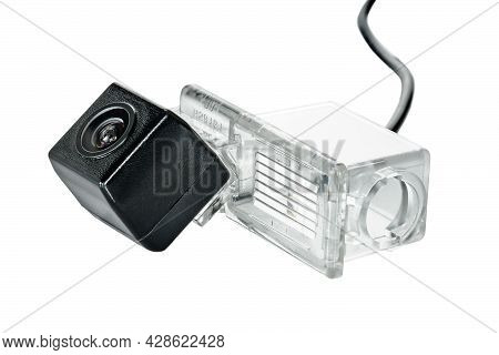 Car Rear View Camera With A Transparent Plafond On A White Background