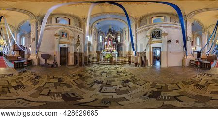 Nacha, Belarus - July 2021: Full Spherical Seamless Hdri Panorama 360 Degrees Inside Interior Of Neo