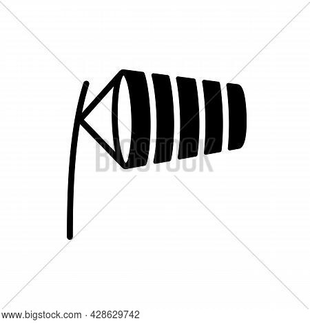 Windsocks Inflated By Wind At The Airport Runway Vector Glyph Icon. Meteorology Sign. Graph Symbol F