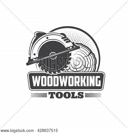 Woodworking Tools, Joiner And Carpenter Instruments, Vector Workshop Icon. Wood Carpentry Jigsaw And