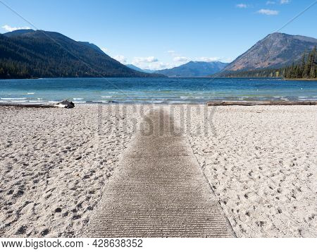 Golden Sand Beach And Boat Launch On Lake Wenatchee - Washington State, Usa