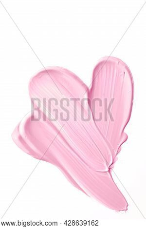 Blush Pink Beauty Cosmetic Texture Isolated On White Background, Smudged Makeup Emulsion Cream Smear