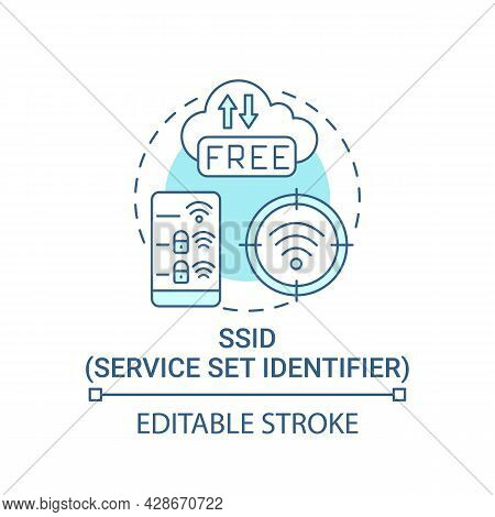Service Set Identifier Blue Concept Icon. Network Individual Name Abstract Idea Thin Line Illustrati
