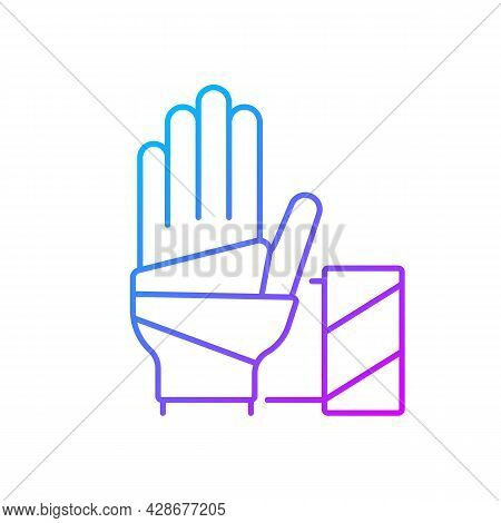 Medical Bandage Gradient Linear Vector Icon. Bandaged Hand. Sterile Wound Dressing. Medical Gauze. S