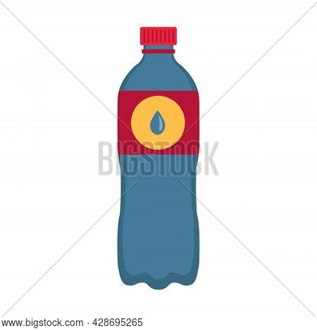 Plastic Bottle Of Still Water Flat Illustration. Container With Refreshing Energetic Drink. 
Can Be 