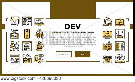 Dev Code Occupation Landing Web Page Header Banner Template Vector. Dev Application And Software, Ha