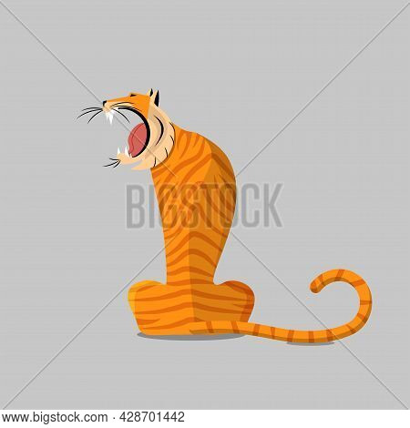 Roaring Tiger. Symbol Of 2022. Flat Vector Illustration.