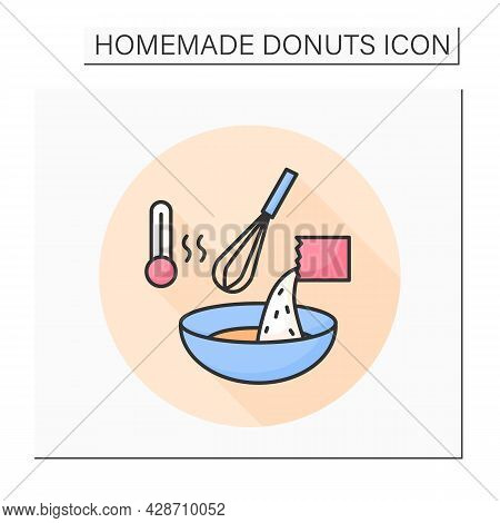 Dough Mixing Color Icon. Dry Yeast Raising For Bread And Donuts. Concept Of Home Baking And Pastry M