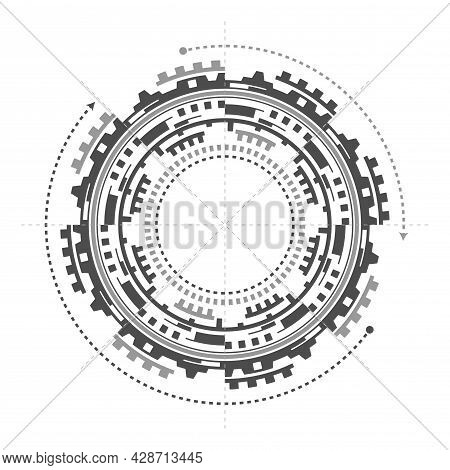 Hud Futuristic .technologies Of The Future.technical Drawing.fantastic Circle .drawing Details.vecto