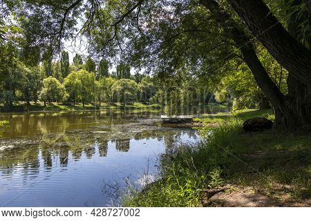 View Of The Vezelka River In Victory Park In The Center Of Belgorod