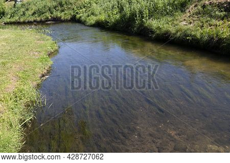 View Of The Vezelka River In Victory Park In The Center Of Belgorod