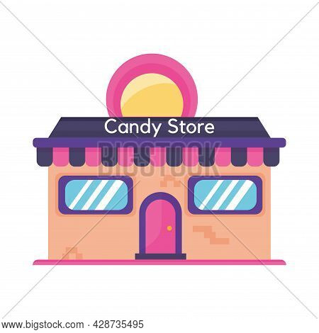 Isolated Flat Colored Canty Store Building Icon Front View Vector
