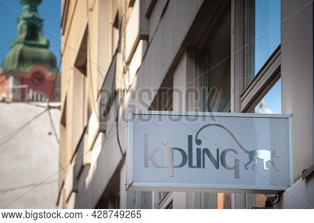 Ljubljana, Slovenia - June 14, 2021: Kipling Bags Logo In Front Of Their Main Store For Ljubljana. K