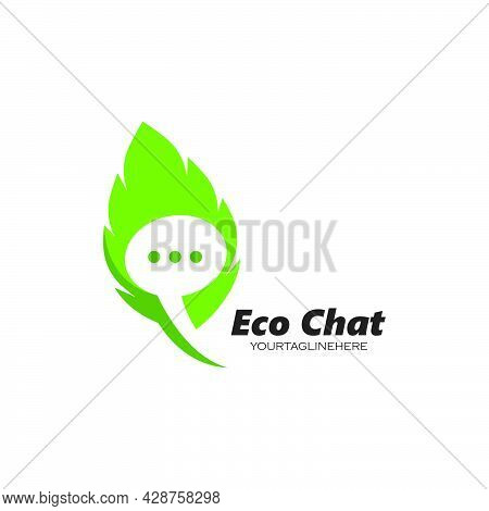 Speech Bubble Leaf Concept  Logo Icon Vector