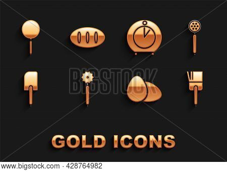 Set Pizza Knife, Strainer Spoon, Kitchen Brush, Chicken Egg, Spatula, Timer, Frying Pan And Bread Lo