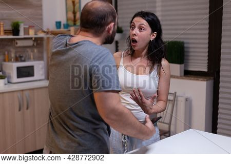 Couple With Infidelity Problem Fighting About Cheating Having Smartphone With Text Messages As Proof