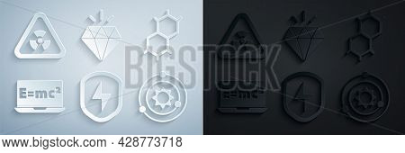 Set Secure Shield With Lightning, Chemical Formula, Equation Solution, Solar System, Diamond And Tri