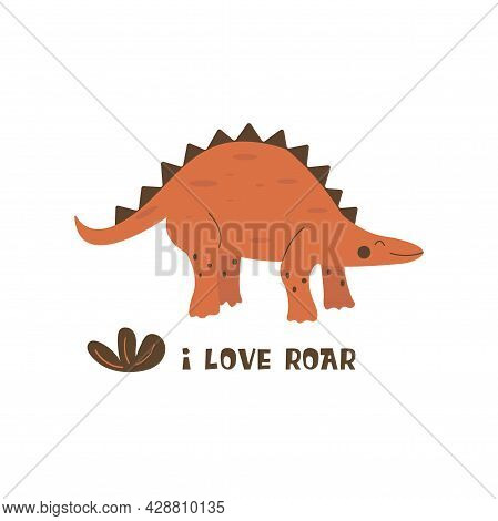 Stegosaurus Dinosaur. Large Herbivore, Extinct Ancient Lizard With Thorns On Back, Jurassic Period. 