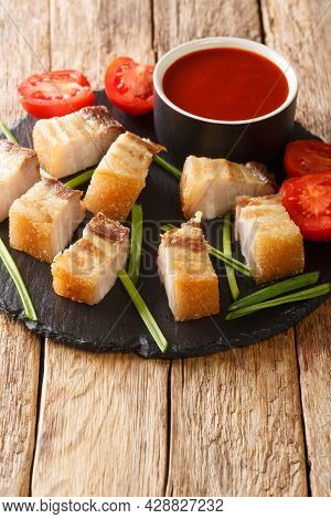Lechon Kawali Or Lechon De Carajay, Is A Filipino Recipe Consisting Of Pork Belly Slabs Deep-fried I