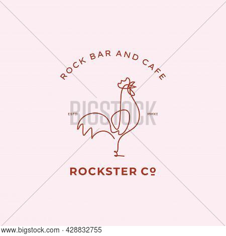 Rooster Animal Design Line Vector Vintage Style For Restaurant, Bar, Cafe, Lounge Logo Inspirations