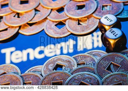 Kazan, Russia - August 4, 2021:  Tencent Holdings Ltd. Is A Chinese Multinational Technology Conglom