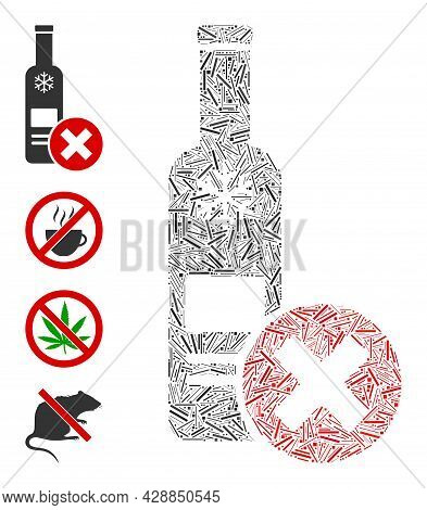 Line Mosaic Stop Vodka Drinking Icon United From Thin Items In Various Sizes And Color Hues. Line It