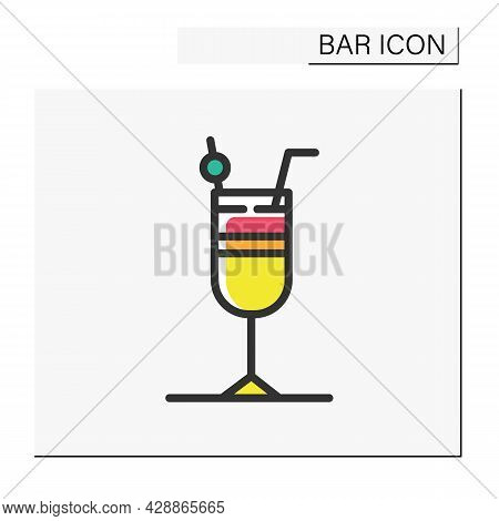 Cocktail Color Icon. Alcohol Stemware. Party Drink. Restaurant, Bar Menu. Summer Long Drink. Cocktai