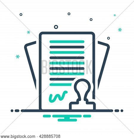Mix Icon For Contract Settlement Bond Annexure Appendage Pledge Bargain Stipulation Invoice Approve 