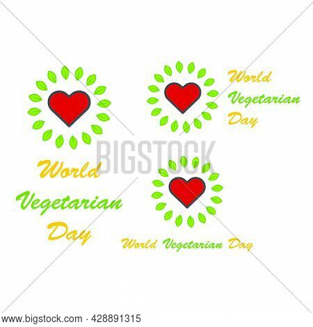 World Vegeratian Day Illustration. Logo Design Concept. On White Background