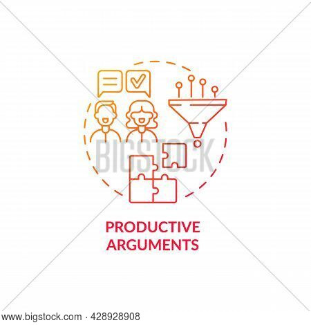 Productive Arguments Red Concept Icon. Common Problem Coping. Couple Development. Respect In Mature 