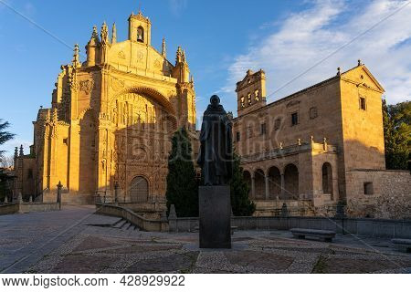 San Esteban Convent Of Salamanca (world Heritage Site By Unesco) At Sunset In The Old Town, Castilla