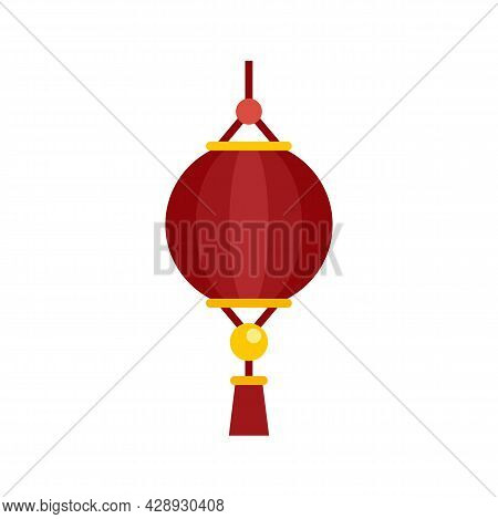 Dragon Chinese Lantern Icon. Flat Illustration Of Dragon Chinese Lantern Vector Icon Isolated On Whi