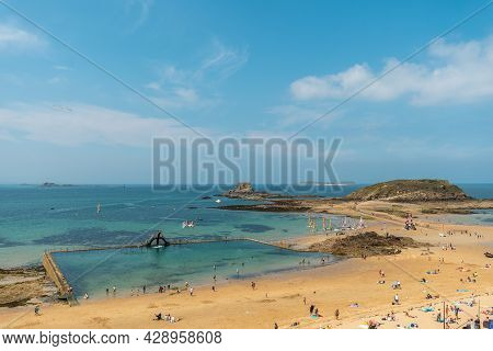 Natural Pool At The Plage De Bon-secours Saint-malo In French Brittany In The Ille And Vilaine Depar