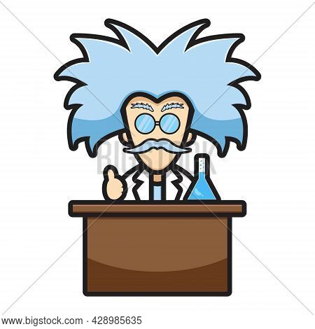 Cute Scientist Character Experiment Chemical Cartoon Vector Icon Illustration. Science Technology Ic