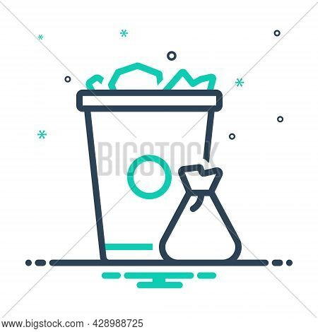 Mix Icon For Garbage Trash-can Trash Can Waste Basket Container Junk Debris Detritus Rubbish