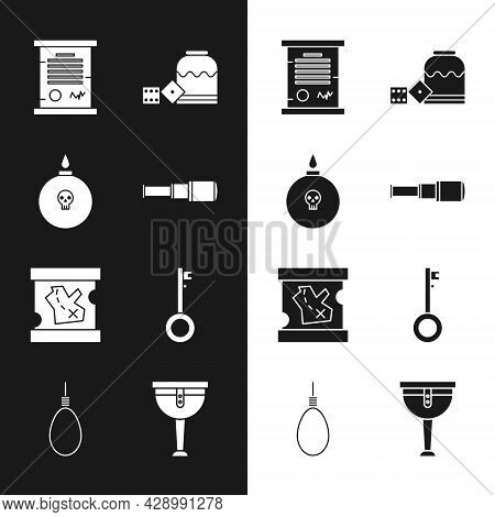 Set Spyglass Telescope Lens, Bomb Ready To Explode, Decree, Parchment, Scroll, Pirate Game Dice, Tre