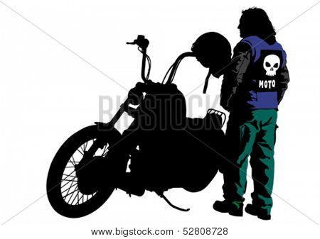 Vector drawing silhouettes of motorcyclists protective gear. Property release is attached to the file