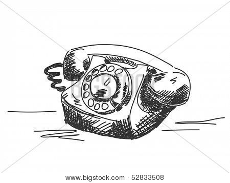 Hand drawn old telephone