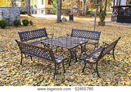 Benches In The Autumn Park