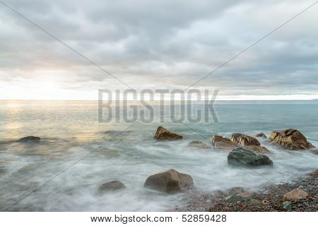Ocean Waves At Sunrise - Long-exposure