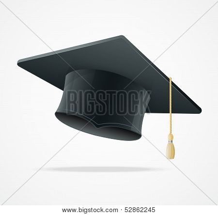 Education Cup on White. Graduation Cap.