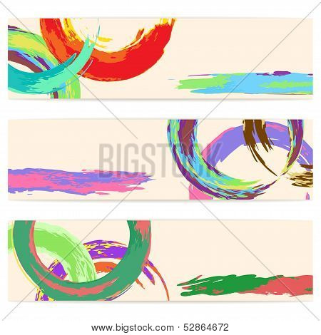 Set of Banners With Watercolor