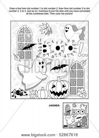 Halloween dot-to-dot and coloring page