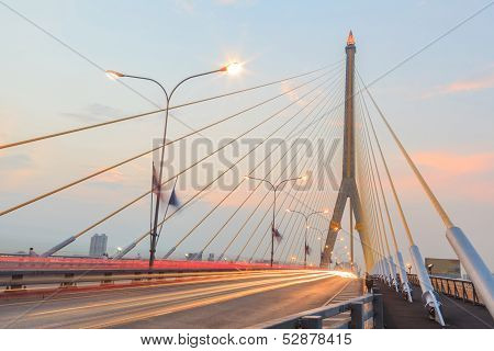 Twilight  At Rama Viii Bridge Bangkok